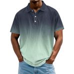 FNKDOR Polo tişört, erkek, kısa kollu, polyester, bol kalıp, renk geçişli, nefes alan polo gömlek, yazlık üst giyim, erkekler için, Mor, 4XL