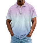 FNKDOR Polo tişört, erkek, kısa kollu, polyester, bol kalıp, renk geçişli, nefes alan polo gömlek, yazlık üst giyim, erkekler için, Pembe., 5XL