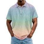 FNKDOR Polo tişört, erkek, kısa kollu, polyester, bol kalıp, renk geçişli, nefes alan polo gömlek, yazlık üst giyim, erkekler için, sıcak gül rengi, 5XL