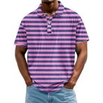 FNKDOR Polo tişört, erkek, kısa kollu, polyester, bol kalıp, yatay çizgili, nefes alan polo gömlek, yazlık üst giyim, erkekler için, Mavi, 4XL