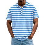 FNKDOR Polo tişört, erkek, kısa kollu, polyester, bol kalıp, yatay çizgili, nefes alan polo gömlek, yazlık üst giyim, erkekler için, Pembe., 4XL