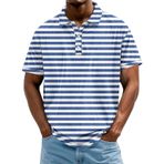FNKDOR Polo tişört, erkek, kısa kollu, polyester, bol kalıp, yatay çizgili, polo gömlek, yazlık üst giyim, erkekler için, Koyu mavi, 4XL