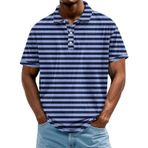 FNKDOR Polo tişört, erkek, kısa kollu, polyester, bol kalıp, yatay çizgili, polo gömlek, yazlık üst giyim, erkekler için, sıcak gül rengi, 5XL