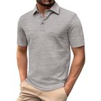 FNKDOR Polo tişört, erkekler için, kısa kollu, pamuk, polyester, bol kalıp, rahat, polo gömlek, yazlık üst giyim, erkekler için, Gri, M