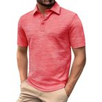 FNKDOR Polo tişört, erkekler için, kısa kollu, pamuk, polyester, bol kalıp, rahat, polo gömlek, yazlık üst giyim, erkekler için, Kırmızı, XXL