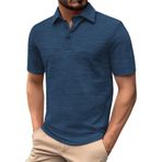 FNKDOR Polo tişört, erkekler için, kısa kollu, pamuk, polyester, bol kalıp, rahat, polo gömlek, yazlık üst giyim, erkekler için, Lacivert, XXL