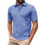 FNKDOR Polo tişört, erkekler için, kısa kollu, pamuk, polyester, bol kalıp, rahat, polo gömlek, yazlık üst giyim, erkekler için, Mavi, XL