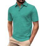 FNKDOR Polo tişört, erkekler için, kısa kollu, pamuk, polyester, bol kalıp, rahat, polo gömlek, yazlık üst giyim, erkekler için, Nane yeşili, M