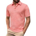 FNKDOR Polo tişört, erkekler için, kısa kollu, pamuk, polyester, bol kalıp, rahat, polo gömlek, yazlık üst giyim, erkekler için, Pembe., XXL