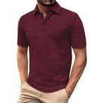 FNKDOR Polo tişört, erkekler için, kısa kollu, pamuk, polyester, bol kalıp, rahat, polo gömlek, yazlık üst giyim, erkekler için, Şarap, XXL