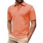 FNKDOR Polo tişört, erkekler için, kısa kollu, pamuk, polyester, bol kalıp, rahat, polo gömlek, yazlık üst giyim, erkekler için, Turuncu., XXL