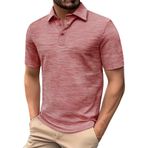 FNKDOR Polo tişört, erkekler için, kısa kollu, pamuk, polyester, bol kalıp, rahat, polo gömlek, yazlık üst giyim, erkekler için, Wassermelonenrot, S