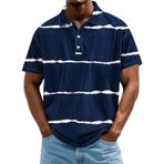 FNKDOR Polo tişört, erkekler için, kısa kollu, polyester, bol kalıp, çizgili, nefes alan polo gömlek, yazlık üst giyim, erkek tişörtü, Lacivert, 4XL