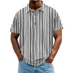 FNKDOR Polo tişört, erkekler için, kısa kollu, polyester, bol kalıp, dikey çizgili, nefes alan polo gömlek, yazlık üst giyim, erkek tişörtü, Koyu mavi, 4XL