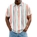 FNKDOR Polo tişört, erkekler için, kısa kollu, polyester, bol kalıp, dikey çizgili, nefes alan polo gömlek, yazlık üst giyim, erkek tişörtü, Mor, 4XL
