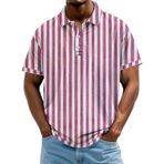 FNKDOR Polo tişört, erkekler için, kısa kollu, polyester, bol kalıp, dikey çizgili, nefes alan polo gömlek, yazlık üst giyim, erkek tişörtü, Pembe., 4XL