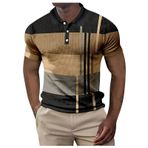 FNKDOR Slim Fit Casual Waffle Kontrast Renkler Baskılı Pembe Altın Kısa Kollu Polo Erkek T-shirt