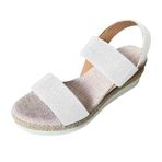 FNKDOR Slingback Beyaz Rahat Şık Elastik Bant Keten Kama Kadın Sandalet