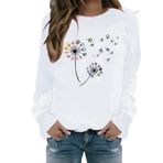 FNKDOR Taraxacum Kapüşonsuz Havalı Beyaz Kadın Sweatshirt