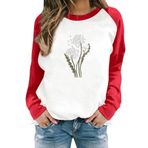 FNKDOR Taraxacum Kapüşonsuz Havalı Kırmızı Kadın Sweatshirt