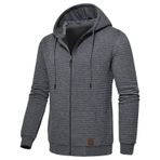 FNKDOR Waffel GY-1 Kapüşonlu Fermuarlı Erkek Sweatshirt