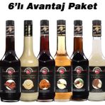 FO 6'lı Avantaj Şurup Paketi Çikolata Beyaz Çikolata Karamel Vanilya Fındık Hindistan Cevizi Şurubu 6X700 ml - 1 Adet