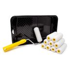 Foampro 4 "İnce Kaplama Boya Rulosu Kiti | 1 Plastik Boya Tepsisi, 1 Silindir Sapı, 10 Köpük Rulo | Mini Köpük Rulo Kiti w/Rulo Pan | Ev Boyama Malzemeleri ve Boya Araçları, Çok Renkli, 164 (164KIT)