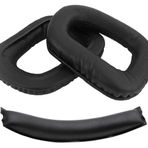 fobun Logitech uyumlu G930 G430 F450 G432 G431 G332 G231 G230 ile uyumlu Kulaklık Pedi Seti Kulaklık Süngeri ve Kafa Bandı kulaklık süngeri yastığı (Siyah Deri Sünger + Siyah Deri Kafa Bandı)