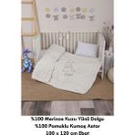 Foçatex %100 Yün Dolgulu Yıkanabilir Bebek Yorganı (Yün Bebek Yastık Hediyemizdir) 100 x 120 cm - Beyaz