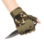 Fockety Kamuflaj Yarım Parmak Eldiven, Paraşütçü Koruyucu Eldivenler 2 ADET Hızlı Çıkarma Basınç Tahliye Kalınlaştırma Darbe Azaltma Motosiklet Için (l)