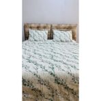 Foglio Çiçek Desenli Çift Kişilik Nevresim Takımı - Beyaz - Yeşil - 200 x 220 cm