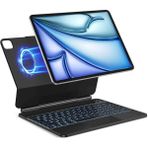 Fogy Apple iPad Air 11 M3 Çipli 2025 Uyumlu Magic Touchpad Işıklı Türkçe Q Klavyeli Kılıf - Gri - Siyah