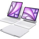 Fogy Apple iPad Air 13INÇ M3 Çipli 2025 Uyumlu Magic Uyumlu Touchpad Işıklı Klavyeli Kılıf - Beyaz
