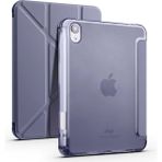 Fogy Apple iPad Air 5 2021 10.9 (5.nesil) M1 Çipli Uyumlu Kalemlikli Premium Standlı Katlanabilir Uyku Modu Özellikli Tablet Kılıfı - Mor