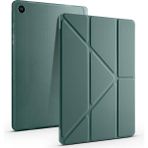 Fogy Galaxy Tab A11+/A11 Plus Uyumlu Kılıf Tri Folding Kalem Bölmeli Standlı Kabak - Koyu Yeşil