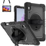 Fogy Galaxy Tab S11 2025 11 Inch Uyumlu Standlı El Geçmeli Ipli Karbon Desen Tank Tablet Silikon Kılıfı - Siyah