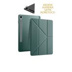 Fogy Galaxy Tab S9 FE 10,9 SM-510 SM-710 ile Uyumlu Tri Folding Kalem Bölmeli Standlı Kabak, Koyu Yeşil