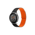 Fogy Galaxy Watch Active 2 44mm ile Uyumlu Parçalı Çizgili Tasarım Ayarlanabilir Mıknatıslı Kordon, Siyah-Turuncu