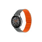 Fogy Honor Magic 2 46 mm ile Uyumlu Parçalı Çizgili Tasarım Ayarlanabilir Mıknatıslı Kordon, Gri-Turuncu