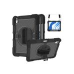Fogy iPad Air 11 (M2/M3/M4) Uyumlu Standlı El Geçmeli İpli Karbon Desen Tank Tablet Silikon Kılıfı