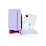 Fogy İpad Pro 12.9" 2021.2022 5. 6 Nesil ile Uyumlu Kılıf Pen Charge Şeffaf Kalem Bölmeli Case, Lila