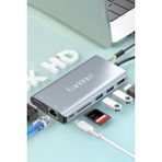Fogy Macbook 8in1 4K Hub Dönüştürücü Usb3.0/usb2.0/sd/hdmı 4K /vga /RJ45 100MB /pd /3,5mm Jack - Gri
