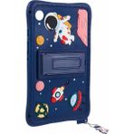 Fogy Samsung Galaxy Tab A 8.0 T290 Case Kickstand Silikon Pc Astronot Tasarım Tablet Kapağı Kılıfı - Mavi