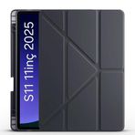 Fogy Samsung Galaxy Tab S11 2025 11 inç Tablet SM-X730/X736 içinile Uyumlu Üçgen Kalem Bölümlü Standlı Uyku Modlu Akıllı Kılıf (Siyah)