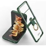 Fogy Samsung Galaxy Z Flip 4 Uyumlu Yüzüklü Standlı Mat Dokulu Kılıf - Koyu Yeşil