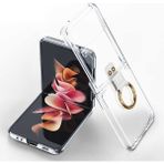 Fogy Samsung Galaxy Z Flip 4 Uyumlu Yüzüklü Standlı Mat Dokulu Kılıf - Şeffaf
