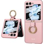Fogy Samsung Galaxy Z Flip 5 Uyumlu Yüzüklü Standlı Mat Dokulu Kılıf - Pembe