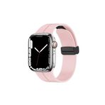 Fogy Watch 44mm ile Uyumlu Mıknatıslı Manyetik Tasarım Silikon Kordon Kayış, Rose Gold