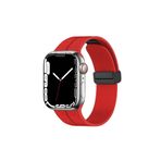 Fogy Watch 7 45mm ile Uyumlu Mıknatıslı Manyetik Tasarım Silikon Kordon Kayış, Kırmızı
