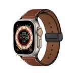 Fogy Watch Ultra 49mm ile Uyumlu Kordon Deri Kayış Magnet Tokalı Manyetik, Kahverengi